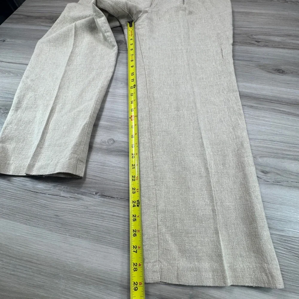 Dockers Premium D3 Classic Fit Linen Cotton Pleated Pants Mens 38x30 Beige Khaki